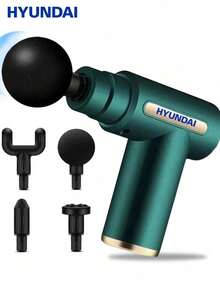 HYUNDAI Massage Gun, Percussion Massage Gun, Deep Tissue Vibration Electric Muscle Massager With 4 Replaceable Massage Heads, Portable Handheld For Men And Women - Green - View 7