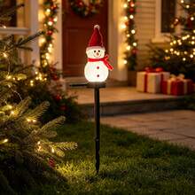 Christmas Snowman Standing Ground Stake Decoration Light, Outdoor Waterproof Solar Powered Light, Holiday Garden Gift, Camping Spotlight - Snowman Hat Cake Topper - View 6