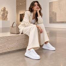 McQueen White Platform Shoes, Height-Enhancing, Versatile Casual Shoes For Men And Women - All-white Leather Tail - View 3