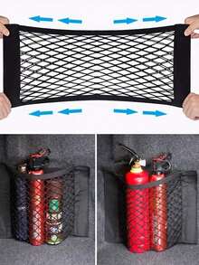 1 pieza Bolsa organizadora de pared de malla de carga para almacenamiento en el coche, red de malla elástica, para estante de almacenamiento en el maletero, para organización de armarios - Red de almacenamiento - Ver 1