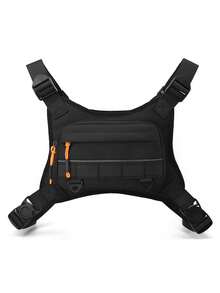 Lightweight Tactical Chest Bag, Oxford Fabric Multi-Pocket Chest Bag With Reflective Strip, Adjustable Shoulder Strap Outdoor Chest Rig, Suitable For Motorcycle Riding, Hiking, Camping, Black/Brown/Camouflage - Multicolor - View 14