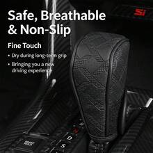 Car Gear Shift Knob Cover & Handbrake Cover, Premium Leather Breathable Anti-Slip Wear-Resistant, Universal Gear Knob Cover, Interior Modification Kit For Cars SUVs Trucks - K - View 1