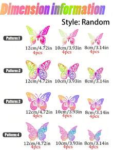 24pcs/12pcs - 2025 - 3D Balloon Butterflies, 4 Styles 3 Sizes, Purple Butterfly Decor, Suitable For Wedding, Birthday, Graduation Decoration, Removable Stickers (Laser Powder Purple) - Purple Pink - View 8