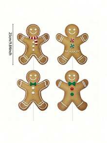 4/1pc Gingerbread Man Christmas Tree Decor, Christmas Vase Decoration, Rustic Gingerbread Decor, Suitable For Holiday Home, School, Office Vase Decoration, Christmas Style Gingerbread Man - Gingerbread Man - View 7