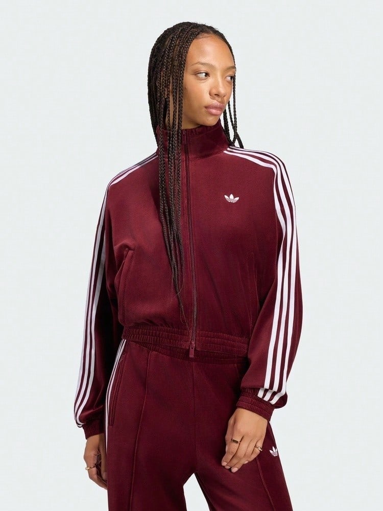 Adidas Originals Women's PLEAT VEL TT Knit Jacket Collarless Outerwear LG4300 - Burgundy - View 1