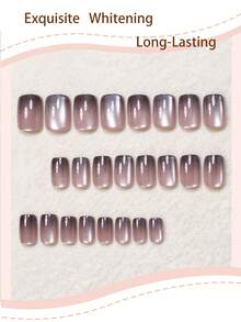 24pcs Short Square Fall Press On Nails Elegant Brown Solid Color Minimalist Style Full Coverage Fake Nail Kit Suitable For Fall And Winter Dates Office Daily Wear Includes Adhesive Tabs And Files - Brown - View 3