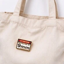 "Attention Protected By 9mm" Enamel Pin, Funny Tactical Slogan Metal Brooch, Lapel Badge For Jacket Backpack Hat, Humor Statement Gift For Friends - Multicolor - View 9
