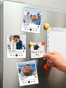 Customized Photo Magnets, Personalized Text Photo Fridge Magnets, Custom Magnets For Family, Wedding, Christmas And School Memories, Personalized Gifts, Photo Keepsakes, Locker Decorations, Locker Accessories, Home Decoration, Kitchen Decoration - Multicolor - View 3