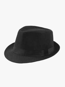 Men's Classic Black Fedora Hat With Short Brim, Summer Hat, Suitable For Gangster Role Play, Party Costume Accessories - Top Hat - View 2