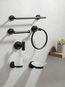 Bathroom Storage Hook Round Towel Ring Toothbrush Holder Stainless Steel Storage Hook Toilet Paper Holder Soap Dish 1pc - Multi-color - View 2