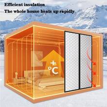 Center Zipper Design Hole-Free Self-Adhesive Thermal Insulated Window Curtain, Window Insulation Piece, Zipper Opening And Closing Design, Cold-Proof And Wind-Resistant, Warm In Winter And Cool In Summer, Thermal Insulation And Noise Reduction, Effectively Lock Indoor Temperature - Black Center Zipper - View 4