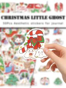50 miếng nhãn dán ma nhỏ Giáng Sinh, decal ma Noel dễ thương để trang trí sổ tay DIY - Nhiều màu - Xem 4