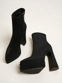 Niche Design Thin Heel Knight Boots New Matte Leather Straight Leg Knee-High Boots Women - Black - View 8