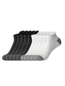 1/6/10/20 Pairs Men's All-Season Short Socks, Neutral Black And White Color, Sports Minimalist Style - Multicolor - View 15