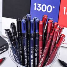 12pcs/10pcs/9pcs/6pcs/3pcs/2pcs/1PC Languo Multi-Color Large Capacity Gel Pens, 0.5mm ST Tip Quick Drying Ink, Black For Writing, Red For Marking, Blue For Revision, School Exam Note-Taking & Office Signature Stationery > - Blue Ink Fearless - View 1