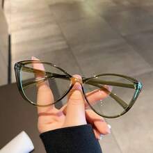 2Pcs Cat Eye Glasses For Women, Retro Clear Lens Fashion Eyeglasses, Tortoiseshell & Olive Green Non-Prescription Eyewear Set - Multicolor - View 9