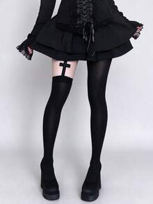 STAR RIVER Y2K Sexy Hot Girl AB Style Cross Pendant Tights, Punk Gothic Over-The-Knee Socks Lolita Stockings, Halloween - Multicolor - View 1