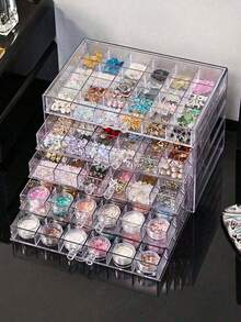 1pc Multi-Layer Acrylic Transparent Fashion Practical Multi-Function Nail Art Rhinestone Nail Tip Decoration Nail Tip Storage Box Suitable For Rings Earrings Necklaces Bracelets And Other Jewelry Storage Box Bead Storage Box Universal Storage Box, Large Capacity Transparent. - Multicolor - View 4