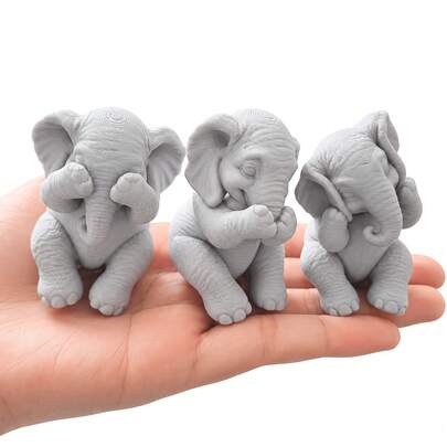 3pcs Nordic Style See No Evil Hear No Evil Speak No Evil Elephant Figurines, Luxury Cute Three Wise Elephants Statue Decor, Suitable For Study Desk, Office Workstation, Living Room TV Cabinet, Bookshelf Display, Entryway Console Table, Display Cabinet Arrangement, Housewarming Gift, Personalized Home Decor, Perfect For Christmas, Halloween, Easter, Thanksgiving, Graduation Ceremony, Home Decoration, Perfect Gift Ornament