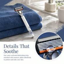 Men's Manual Razor Set, Fashion Pattern Printed Handle, 6 Precision Blades With Lubricating Strip, Quick Replaceable Razor Head, Ideal Holiday Gift For Boyfriend And Husband - A - View 5
