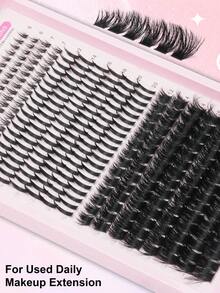 312 Clusters DIY Eyelash Extension Kit, European & American Style Thick & Voluminous Upper Lashes Paired With Defined Lower Lashes, Mixed Length Curly False Eyelashes, Suitable For Bold Cat Eye Makeup, Party, Nightclub, Wedding And Photography - D - View 8