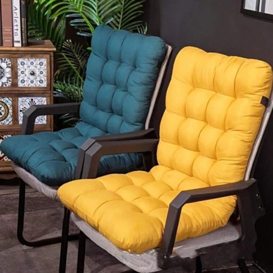 1pc Seat Cushion, Quick-Dry Waterproof, Multiple Colors Available - 21.65" Wide, 2.5" Thick, Ultra-Soft Material With Ties