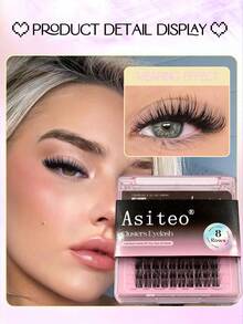 Asiteo 80 Pcs D Curl Wispy Cluster Lashes, Thin Band, Ghost Lash, Mascara Touch, Clean Girl Vibe, Daily&Natural, Beginner-Friendly, Suitable For Outings, Daily Travel Or Commuting - D - View 6