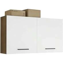 Gabinete Superior Multiusos, Almacenamiento Garaje Agata - Marrón/Blanco Gabinete Superior Mural Multiusos Agata, Alacena de Almacenamiento para Garaje, Madera de Ingeniería Color Marrón/Blanco B5DR - Blanco - Ver 1