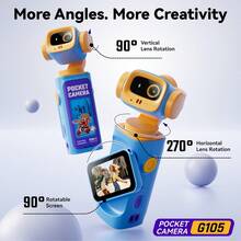 Pocket Camera G105, 1080P HD Video Kids Action Camera, 270° Rotatable Lens, 5X Digital Zoom, Built-In Flashlight, 1.47" IPS Screen, 120 Mins Recording, Portable Mini Vlog Camera For Travel Outdoor Recording - View 3