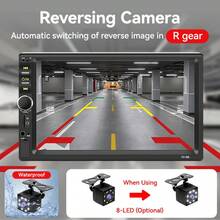 VENBES 7 Inch Double DIN Car Stereo Wired CarPlay Android Auto Mirroring MP5 Car Radio + 12LED Rear View Camera Bluetooth FM USB AUX - With Rear Camera - View 4