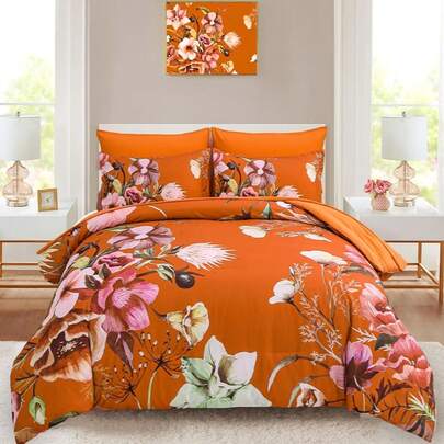 3 Piece Teal Comforter Set Double Queen King Size,  Flower Bed In A Bag, Elegant Floral Comforter With 2 Pillowcases, Soft Microfiber Bedding Set For Wedding Items,Home Bed Room Decor,Christmas Gift,All Season