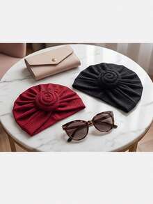 1pc Women's New Waffle Snail Twist Headscarf Hat, Headwrap Suitable For Daily Use - Multicolor - View 4
