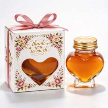 Heart Shaped Glass Honey Jars With Thank You Gift Boxes & Pink Ribbon, 55ml Empty Mini Glass Favor Jars For Wedding, Christmas Party Favors, DIY Gift Sets - View 7