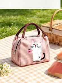 Large Capacity Portable Striped Makeup Bag Printed With Cute Coffee Cat Pattern. It Is A New Travel Cosmetics Grooming And Storage Bag That Is Lightweight, Scratch Resistant, And Easy To Clean. It Is Used To Store Skincare Products ﻿ ﻿ - Multicolor - View 9