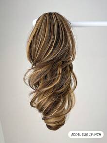 HEYPINK Tóc nối kẹp đuôi ngựa 18 inch màu gradient, sóng tự nhiên, sợi tổng hợp mềm mượt chịu nhiệt, vẻ tự nhiên, dành cho nữ đeo hàng ngày - Nhiều màu - Xem 8