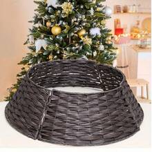 1 Set PE Texture Christmas Tree Collar, Faux Woven Christmas Tree Skirt, Christmas Tree Skirt, Home & Kitchen Holiday Decor | Seasonal Christmas Tree Base Skirt, Includes Christmas Decor Home Scene Arrangement - Multiple Styles - View 9