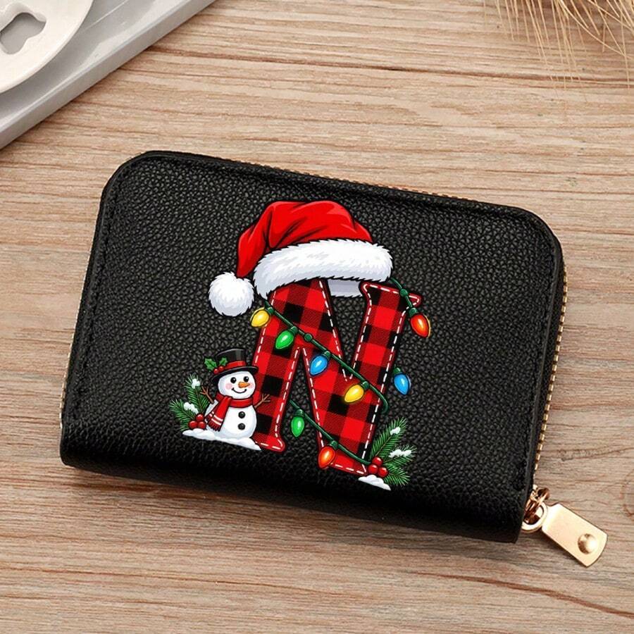 Women's Business Card Holder Wallet With Christmas Pattern / Black / Pink / Blue / Red Bank Card / ID Card / Card Holder Card Wallet Case - Multicolor - View 1