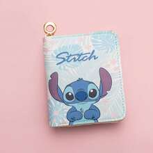 1pc Disney Cartoon European & American Style Stitch PU Wallet, Unisex Short Zipper Coin Purse, ID Card Holder - Multicolor - View 13