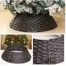 1 Set PE Texture Christmas Tree Collar, Faux Woven Christmas Tree Skirt, Christmas Tree Skirt, Home & Kitchen Holiday Decor | Seasonal Christmas Tree Base Skirt, Includes Christmas Decor Home Scene Arrangement - Multiple Styles - View 3
