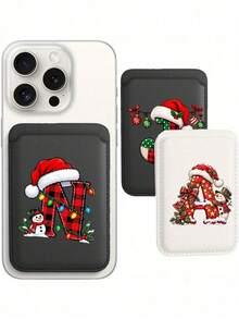 1pc Magnetic Phone Card Holder With Christmas Pattern, Compatible With IPhone 18/17/16/15/14/13/12 Pro/Pro Max/Plus/Mini Protective Case Series Phone Accessory - Black - View 7