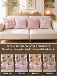 4pcs Soft Matte Striped Pillow Covers, Super Soft & Comfortable, Best Selling, Home Decorative Pillow Covers For Sofa, Living Room, Bedroom, Without Pillow Insert - Soft Matte Powder - View 3