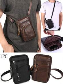 Men Mobile Phone Waist Bag Vintage Business Wallet Crossbody Bag Adjustable Strap Belt Loop Shoulder Pouch For Travel,Outdoor Activities & Daily Use - Multicolor - View 3