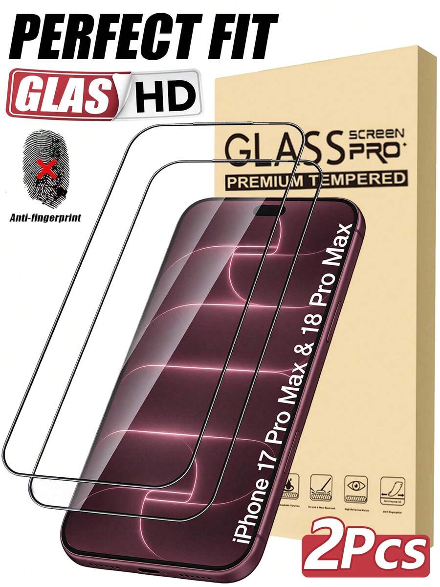 (2 Packs) Screen Protector Compatible With Iphone 18 Pro Max, 18 Pro, 17 Pro Max, 17 Pro, 17, 16 Pro Max, 16 Pro, 16, 16 Plus, 15 Pro Max, 15 Pro, 15 Plus, 14, 13, 12, And 11 Pro Max – Full-Coverage Design Crafted From 9H-Hardness Tempered Glass For High-Definition Clarity. Easy To Install, Bubble-Free, Fingerprint-Resistant, And Scratch-Resistant. Case-Friendly Design. - Clear - View 1
