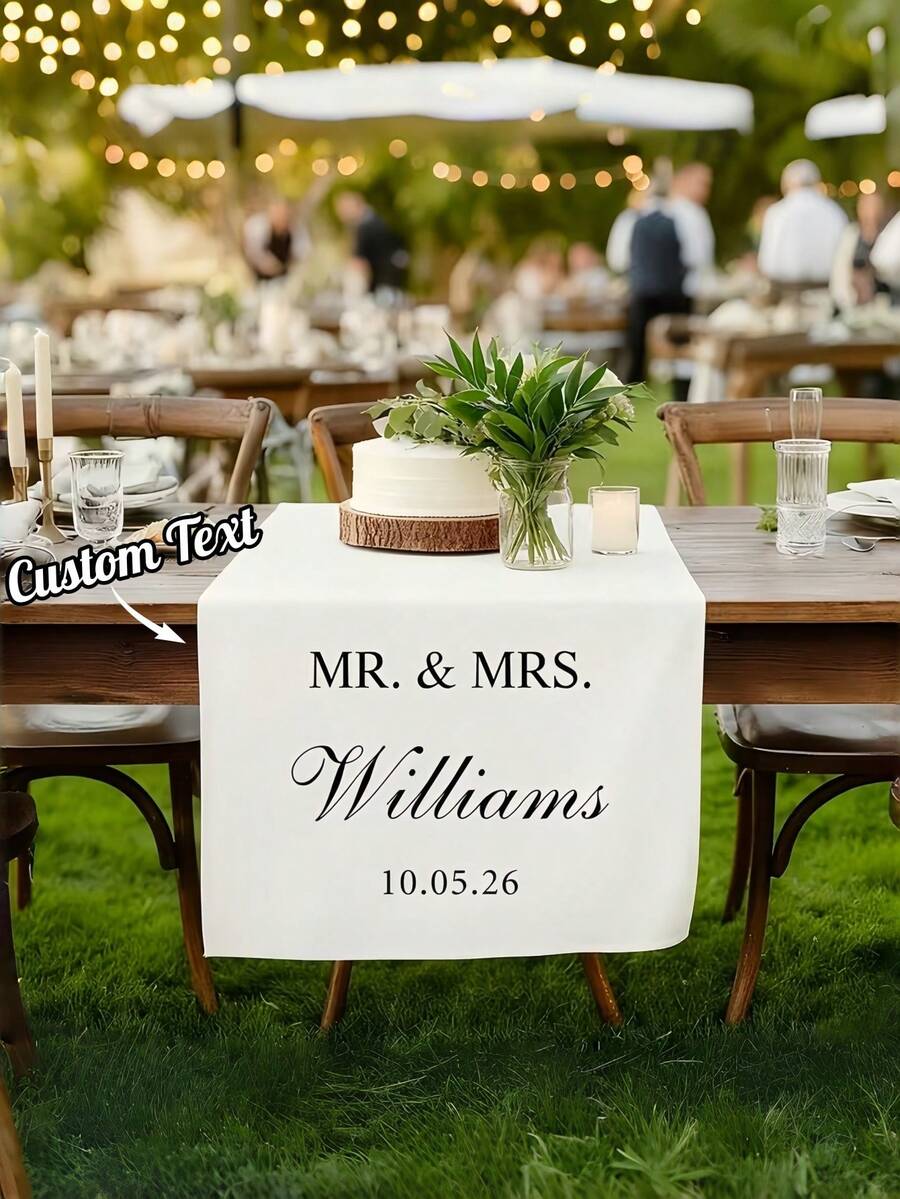1pc Personalized Wedding Table Flag, Custom Text For Stylish Wedding Reception And Special Occasions - Multicolor - View 1