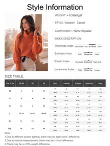 Women Loose High Neck Sweater, Casual Formal Ribbed Knit Button Up Long Sleeve Pullover Top Fall - Orange - View 6