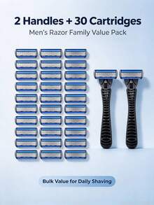 Men's Manual Razor Set With Replaceable Razor Blades, Reusable Handle, Sharp Stainless Steel Blades, Smooth Close Shave, For Men Facial Shaving, Wet Shaving Suitable - A - View 2