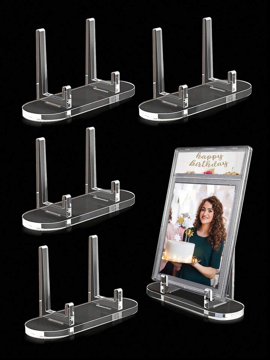 16/10/5/1pc Upgraded Acrylic Card Display Stand, Transparent Card Storage Display Rack And Coin Display Stand; Also Suitable For Displaying Magnetic Cards, Challenge Coins, Baseball Cards, Collectible Cards, Sports Cards, Etc., And Trade Show Events (Set Does Not Include Cards) - Multiple Styles - View 1