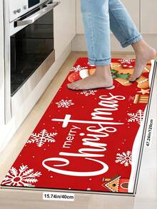 1/2pcs Christmas Kitchen Decor Rug, Christmas Gingerbread Man Pattern Design Winter Kitchen Rug And Mat, Non-Slip Washable Absorbent Kitchen Accessories Decor Mat, Christmas Holiday Gift! - Multicolor - View 10