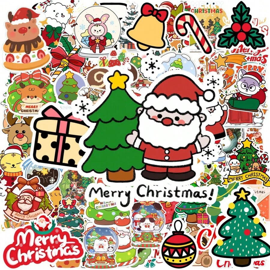 50pcs Christmas Stickers Merry Christmas Holiday Stickers Children DIY ...