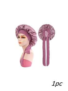 Shower Cap Camping Shower Cap Head Care Shower Cap, Satin Hair Cap With Adjustable Bow - Soft Hair Protection Cap, Suitable For Night Sleep, Bathing And Travel, Suitable For Curly Hair And Braids, Multiple Colors Available - A - View 11